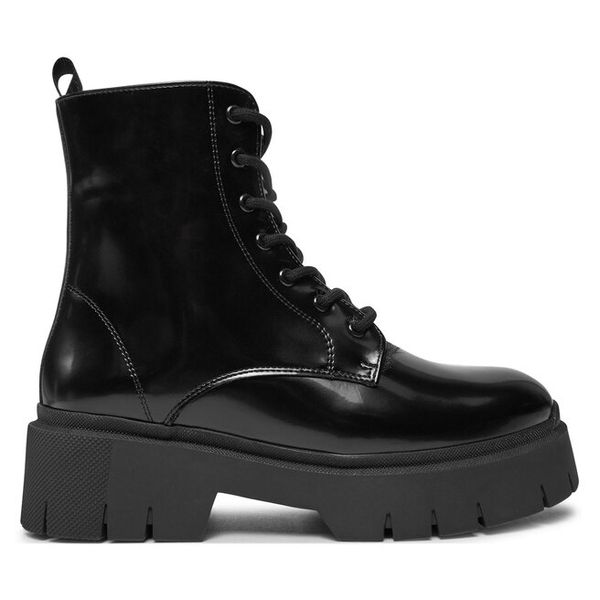 Trapery HUGO. Czarne buty zimowe Hugo, bez obcasa, bez zapięcia. Za 979,99 zł.