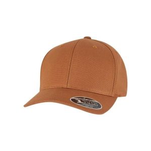Czapka typu snapback Flexfit 110 Curved. Brązowe czapki FLEXFIT, bez wzorów, z bawełny, klasyczne. Za 132,50 zł.