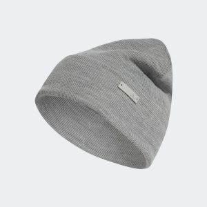 Czapka ADIDAS. Szare czapki ADIDAS, bez wzorów, z dzianiny, sportowe. Za 69,99 zł.