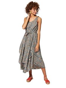 Aller Simplement Sukienka w kolorze błękitno-beżowym rozmiar: 38/40. Brązowe sukienki Aller Simplement, bez wzorów, klasyczne, z asymetrycznym kołnierzem, bez ramiączek, midi, asymetryczne. Za 52,30 zł.