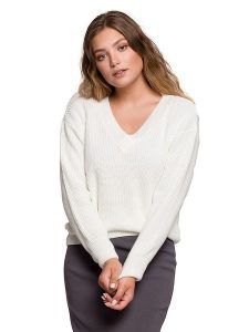 Be Wear Sweter w kolorze kremowym rozmiar: S/M. Brązowe swetry oversize Be Wear, m, bez wzorów, ze splotem, bez ramiączek. Za 205,45 zł.