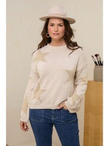 Curvy Lady Sweter w kolorze beżowym rozmiar: 48/50. Brązowe swetry oversize Curvy Lady, bez wzorów, bez ramiączek. Za 136,45 zł.