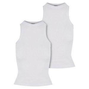 Damski tank top Urban Classics Racer Back (x2). Białe topy Urban Classics, bez wzorów, z bawełny, bez kołnierzyka, bez ramiączek. Za 160,00 zł.