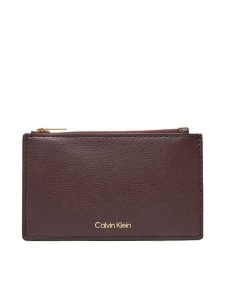 Calvin Klein Portfel Foil Logo Top Zip Cardcase LV04F1090G Bordowy. Czerwone portfele Calvin Klein, bez wzorów, ze skóry. Za 179,99 zł.