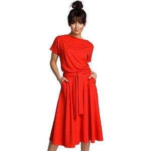 Be Wear Sukienka w kolorze czerwonym rozmiar: S. Czerwone sukienki Be Wear, s, bez wzorów, z bawełny, bez kołnierzyka, bez ramiączek, midi. Za 241,56 zł.