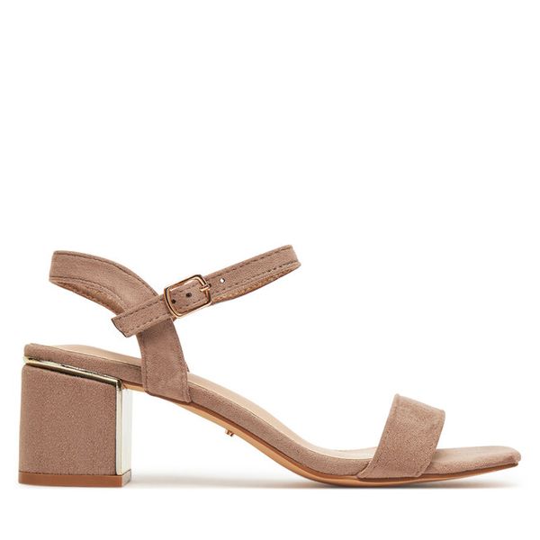 Sandały DeeZee. Brązowe sandały DeeZee, bez wzorów, bez obcasa, na słupku, bez zapięcia. Za 129,99 zł.