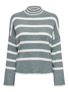 ONLY Sweter w kolorze szaro-białym rozmiar: L. Białe swetry oversize ONLY, l, bez wzorów, ze splotem, bez ramiączek. Za 79,03 zł.