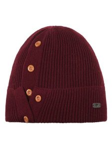 Eisbär Czapka beanie "Cole" w kolorze bordowym rozmiar: onesize. Czerwone czapki Eisbar, z aplikacjami, z materiału. Za 96,37 zł.