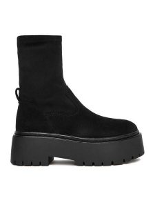 DeeZee Botki CEO-HY13123-48 Czarny. Czarne botki DeeZee, bez wzorów, z materiału, bez obcasa, na płaskiej podeszwie, bez zapięcia. Za 179,99 zł.