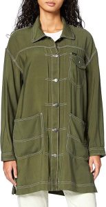 DAMSKA TUNIKA LEE ELONGATED DUSTER COA REGULAR FIT OLIVE GREEN L45WCWNX 112110654. Zielone sukienki Lee, l, bez wzorów, bez kołnierzyka, bez ramiączek. Za 199,99 zł.