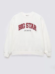 Bluza damska z logo BIG STAR biała Rubena 100. Białe bluzy Big Star, l, z aplikacjami, z dresówki, bez kaptura. Za 199,99 zł.