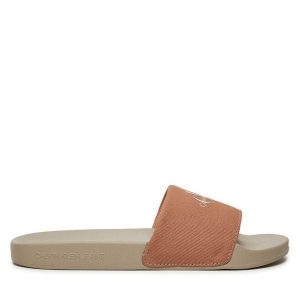 Klapki Calvin Klein Jeans. Czerwone klapki Calvin Klein Jeans, bez wzorów, z jeansu, bez obcasa. Za 109,99 zł.