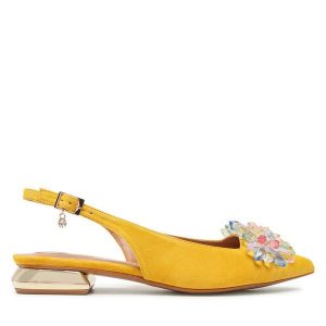 Sandały R.Polański. Żółte sandały R.Polański, bez wzorów, bez obcasa, na płaskiej podeszwie, bez zapięcia. Za 279,99 zł.