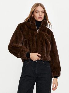 Liu Jo Futro WF4223 E0946 Brązowy Regular Fit. Brązowe płaszcze Liu Jo, bez wzorów, z futra, bez kaptura. Za 759,99 zł.