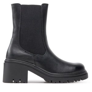 Botki DeeZee. Czarne botki DeeZee, bez wzorów, bez obcasa, na słupku, bez zapięcia. Za 229,99 zł.