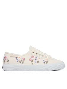 Superga Tenisówki 3750 Flower Embroidery Leggera S8161ZW Biały. Białe trampki Superga, bez wzorów, z materiału, bez zapięcia. Za 299,99 zł.