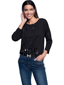 Heine Koszulka w kolorze granatowo-czarnym rozmiar: 40. Czarne bluzki Heine, bez wzorów, bez kołnierzyka, bez ramiączek. Za 65,38 zł.