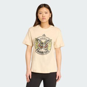 Koszulka adidas X FARM Graphic. Brązowe bluzki ADIDAS, xs, bez wzorów, sportowe, bez kołnierzyka, bez ramiączek. Za 149,00 zł.