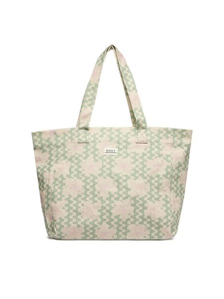 Roxy Torebka Anti Bad Vibes Printed ERJBT03406 Zielony. Zielone shopper bag Roxy, bez wzorów, z materiału, bez dodatków. Za 129,99 zł.