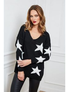 Plume Sweter "Tami" w kolorze czarno-białym rozmiar: L. Czarne swetry oversize Plume, l, bez wzorów, ze splotem, bez ramiączek. Za 112,29 zł.