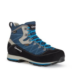 Buty sportowe trekkingowe damskie Aku Trekker WIDE Gore-tex skóra. Czarne buty trekkingowe Aku, z gore-texu, bez zapięcia. Za 549,00 zł.