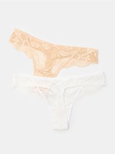 Koronkowe stringi 2 pack - wielobarwny. Stringi Sinsay, bez wzorów, z koronki. Za 19,99 zł.
