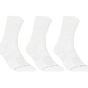 Skarpety sportowe tenis DECATHLON RS 500 wysokie 3 pary. Czarne skarpetki ARTENGO, bez wzorów, z bawełny. Za 39,99 zł.