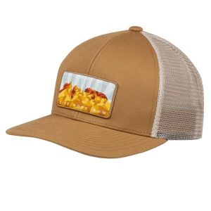 Czapka z daszkiem dla dorosłych Explore Trucker Cap. Brązowe czapki Buff, bez wzorów, z bawełny, sportowe. Za 139,99 zł.