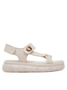Guess Sandały FLJLAN ELE03 Beżowy. Brązowe sandały Guess, z aplikacjami, ze skóry, bez obcasa, na płaskiej podeszwie, bez zapięcia. Za 419,99 zł.