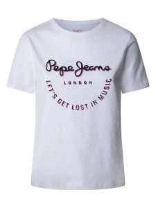 Pepe Jeans Koszulka "Rumer" w kolorze białym rozmiar: XL. Białe bluzki Pepe Jeans, xl, bez wzorów, z bawełny, bez kołnierzyka, bez ramiączek. Za 100,99 zł.