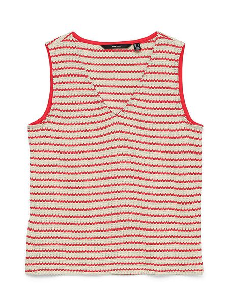 Vero Moda Top w kolorze beżowo-czerwonym rozmiar: XS. Brązowe topy Vero Moda, xs, bez wzorów, bez kołnierzyka, bez ramiączek. Za 48,73 zł.