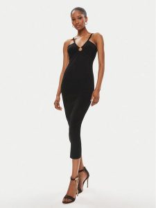 MICHAEL Michael Kors Sukienka letnia MS4822X33D Czarny Slim Fit. Czarne kombinezony MICHAEL Michael Kors, na lato, m, bez wzorów, z wiskozy, bez kołnierzyka, bez ramiączek. Za 589,99 zł.