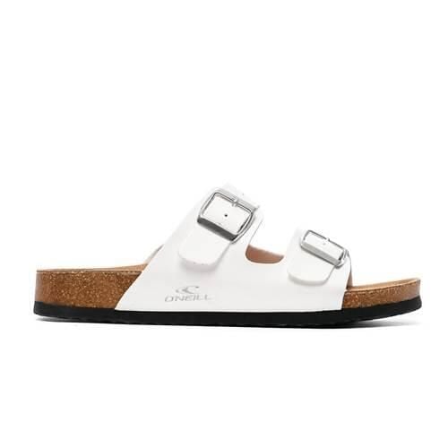 Klapki damskie O'Neill Sandy Slider. Białe klapki O'Neill, bez wzorów, z materiału, bez obcasa. Za 89,18 zł.