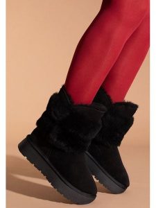 Gooce Skórzane kozaki zimowe "Bella" w kolorze czarnym rozmiar: 41. Czarne kozaki Gooce, na zimę, bez wzorów, ze skóry, bez obcasa, na platformie, bez zapięcia. Za 257,31 zł.