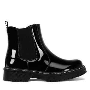 Botki Jenny Fairy. Czarne botki Jenny Fairy, bez wzorów, bez obcasa, na słupku, bez zapięcia. Za 62,99 zł.