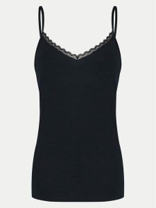 Triumph Top Feel Of Cotton 10224994 Czarny Slim Fit. Czarne topy Triumph, bez wzorów, z bawełny, bez kołnierzyka, bez ramiączek. Za 56,00 zł.