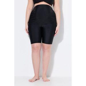 Damskie Bermudy kąpielowe Bellieva do kolan szeroka wkładka elastyczna prążki. Czarne bikini Ulla Popken, bez wzorów, z elastanu. W wyprzedaży za 91,99 zł.
