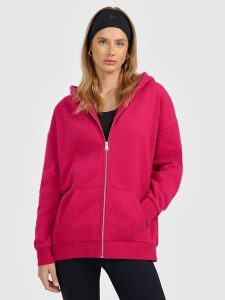 4F Bluza dresowa rozpinana z kapturem damska - różowa M. Czerwone bluzy 4f, m, bez wzorów, z dresówki, z kapturem. Za 169,99 zł.