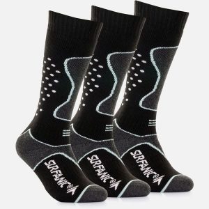 Skarpety Damskie Zimowe Narciarskie Zestaw 3 sztuk SURFANIC Pro Tech Czarne. Czarne rękawiczki SURFANIC, na zimę, bez wzorów. Za 109,99 zł.