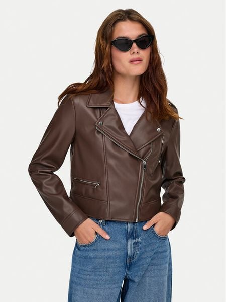 ONLY Kurtka z imitacji skóry Carmen 15361396 Brązowy Regular Fit. Brązowe kurtki ONLY, s, bez wzorów, ze skóry, bez kaptura. Za 199,99 zł.