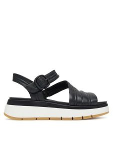 Clarks Sandały Tuscan Strap 26181473 Czarny. Czarne sandały Clarks, bez wzorów, ze skóry, bez obcasa, na koturnie, bez zapięcia. Za 289,99 zł.