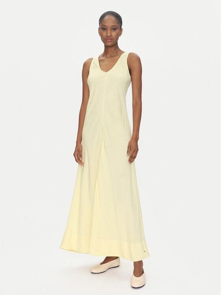 Tommy Hilfiger Sukienka letnia WW0WW46171 Żółty Regular Fit. Żółte sukienki TOMMY HILFIGER, na lato, bez wzorów, z wiskozy, bez kołnierzyka, bez ramiączek. Za 539,99 zł.