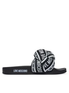 LOVE MOSCHINO Klapki JA28312G0OIW300A Czarny. Czarne klapki LOVE MOSCHINO, bez wzorów, z materiału, bez obcasa. Za 455,99 zł.