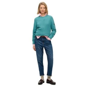 Sweter damski z dekoltem w serek Superdry Slouchy. Niebieskie swetry klasyczne Superdry, na zimę, z dzianiny, bez kołnierzyka. Za 288,40 zł.