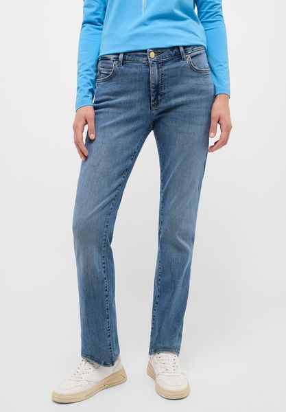 Damskie Spodnie Jeansowe MUSTANG Crosby Relaxed Straight Denim Blue 1015294 5000 582. Niebieskie jeansy Mustang, bez wzorów, z bawełny. W wyprzedaży za 89,99 zł.
