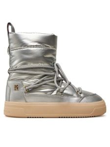 Tommy Hilfiger Śniegowce FW0FW08442 Srebrny. Szare buty zimowe TOMMY HILFIGER, ze skóry, bez obcasa, bez zapięcia. Za 429,99 zł.