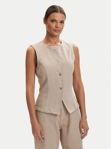 ONLY Kamizelka Everly 15364370 Beżowy Regular Fit. Brązowe kamizelki ONLY, l, bez wzorów, z bawełny, bez kołnierzyka, bez ramiączek, bez kaptura. Za 169,99 zł.