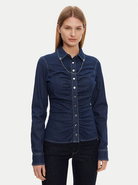 Guess Koszula W5RH69 D5HJ1 Granatowy Regular Fit. Niebieskie koszule Guess, xs, z aplikacjami, z bawełny, bez kołnierzyka, bez ramiączek. Za 249,99 zł.