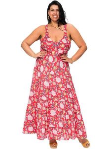 Aller Simplement Sukienka w kolorze różowo-białym rozmiar: 50/52. Różowe sukienki Aller Simplement, bez wzorów, z bawełny, bez kołnierzyka, bez ramiączek, maxi. Za 100,99 zł.