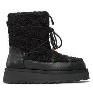 Śniegowce Tamaris. Czarne buty zimowe Tamaris, bez obcasa, bez zapięcia. Za 679,99 zł.